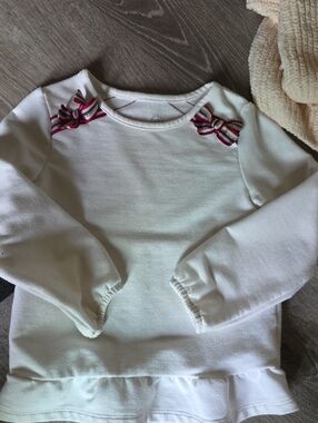 wonder nation White Long-Sleeve Top with Striped Bow Accents